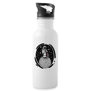 Astronaut with skateboard in space - Water bottle with straw - white - Right