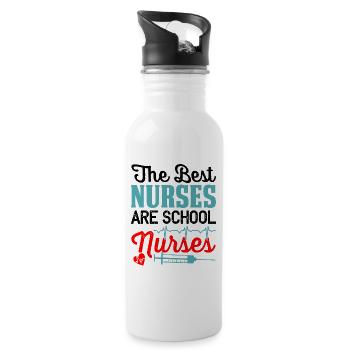 The best sisters are school nurses - Water bottle with straw - white - Right