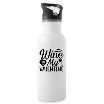 Le vin est ma Saint-Valentin - Gourde avec paille intégrée - blanc - Droite