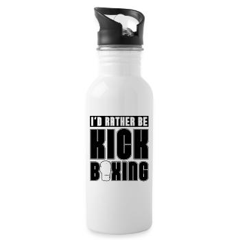 Kickboxer I'd Rather Be Kickboxing Boxing Fighter - Water bottle with straw - white - Right