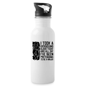 Kickboxer I Took A Kickboxing Class Boxing Fighter - Water bottle with straw - white - Right