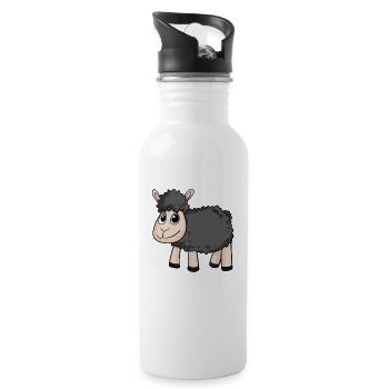 Schwarzes Schaf - Trinkflasche mit integriertem Trinkhalm - Weiß - Rechts