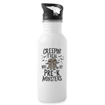 Creepin It Real Pre-K Monsters Halloween - Water bottle with straw - white - Right