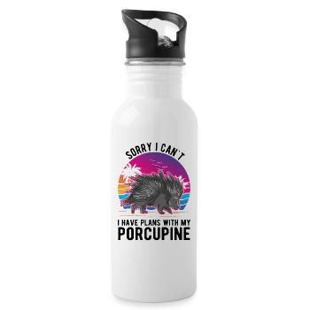Porc-épic Cadeau Porc-épic - Gourde avec paille intégrée - blanc - Droite