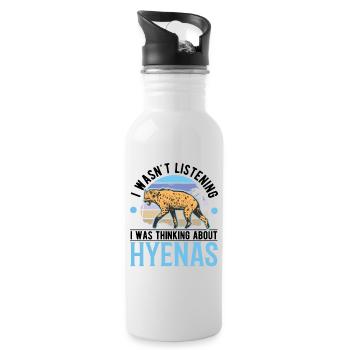Hyäne Geschenk Erdwolf Hyena - Trinkflasche mit integriertem Trinkhalm - Weiß - Rechts