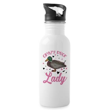Crazy Duck lady éleveur de canards - Gourde avec paille intégrée - blanc - Droite