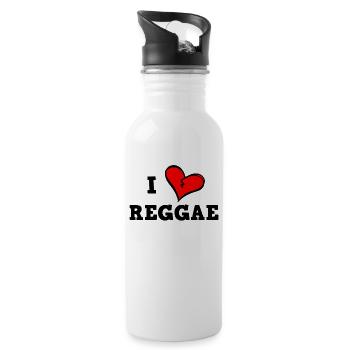 I love reggae - Water bottle with straw - white - Right