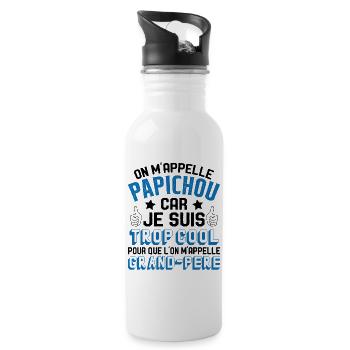 On M'appelle Papichou Parce Que Je Suis Trop Cool - Gourde avec paille intégrée - blanc - Droite