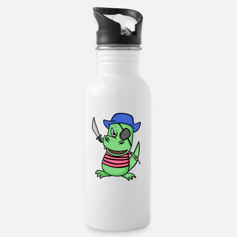 Dinosaur Pirate pour les enfants - Gourde avec paille intégrée - blanc