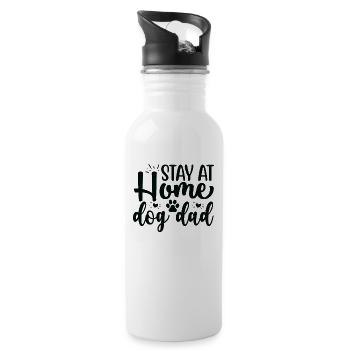 Rester à la maison Chien papa - Gourde avec paille intégrée - blanc - Droite