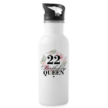 22. Geburtstag Birthday Queen 22 Jahre - Trinkflasche mit integriertem Trinkhalm - Weiß - Rechts