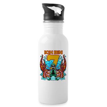 Kinder 7.Geburtstag ich bin 7 Jahre Junge Pirat - Trinkflasche mit integriertem Trinkhalm - Weiß - Rechts