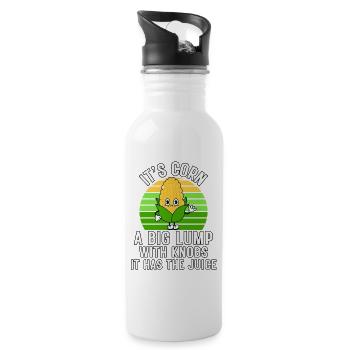 Retro Funny Corn - Es hat den Saft Es ist Mais - Trinkflasche mit integriertem Trinkhalm - Weiß - Rechts