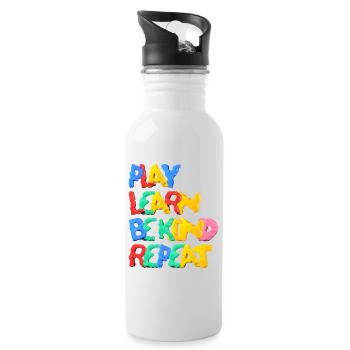 Spielen Lernen Sei freundlich Wiederholen Anti-Mobbing Wellenförmig - Trinkflasche mit integriertem Trinkhalm - Weiß - Rechts