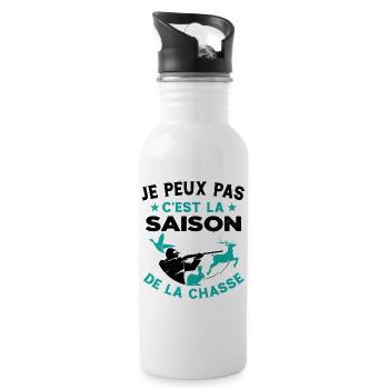 C'est La Saison De La Chasse Humour Chasseur - Gourde avec paille intégrée - blanc - Droite
