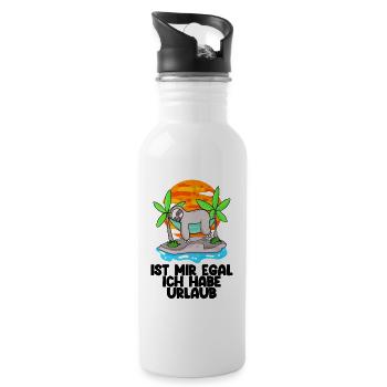 Urlaub Faultier Entspannen - Trinkflasche mit integriertem Trinkhalm - Weiß - Rechts