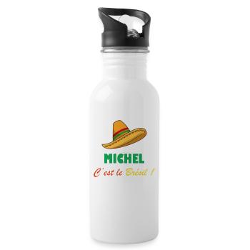 Michel c'est le Brésil ! - Gourde avec paille intégrée - blanc - Droite