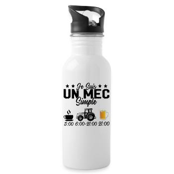 Je Suis Un Mec Simple Cafe Tracteur l'apéro - Gourde avec paille intégrée - blanc - Droite