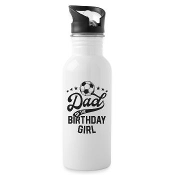 Dad Of The Birthday Girl Soccer Themed Party - Water bottle with straw - white - Right