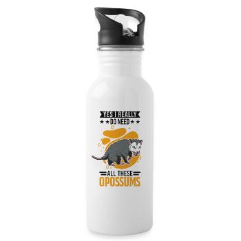Opossum Gift Possum Marsupial - Water bottle with straw - white - Right