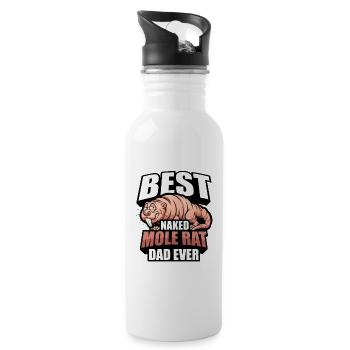 Naked mole rat dad - Water bottle with straw - white - Right