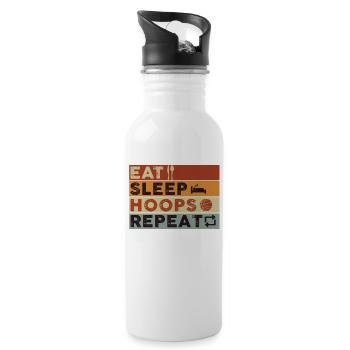 Eat Sleep Hoops Repeat Basketball - Trinkflasche mit integriertem Trinkhalm - Weiß - Rechts