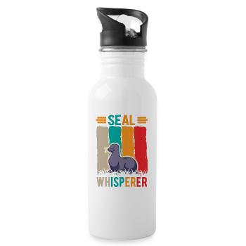 Seal Whisperer Seelöwen Flüsterer Robbe - Trinkflasche mit integriertem Trinkhalm - Weiß - Rechts