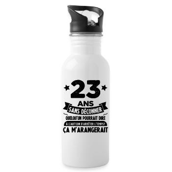 23 Ans anniversaire 23 anniversaire cadeau 23 ans - Gourde avec paille intégrée - blanc - Droite