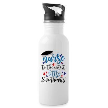 Nurse to sweethearts - Water bottle with straw - white - Right