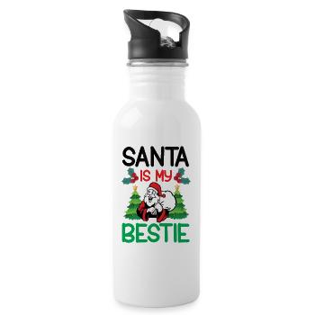 Santa Claus is my best friend - Water bottle with straw - white - Right