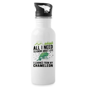 Chameleon Gift Chameleon - Water bottle with straw - white - Right