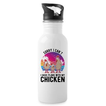 Poulets Élevage de poulets Éleveur de poulet - Gourde avec paille intégrée - blanc - Droite