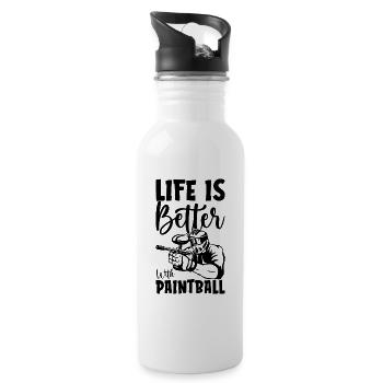 Life Is Better With Paintball Paintballing Player - Water bottle with straw - white - Right