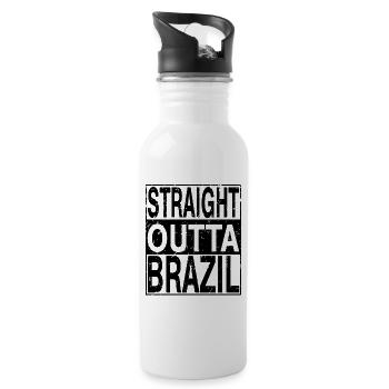 Brasilien Straight outta Brasilien - Trinkflasche mit integriertem Trinkhalm - Weiß - Rechts