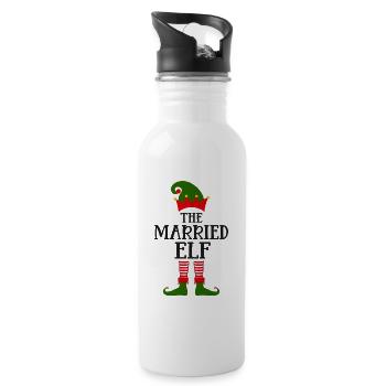 Lustiges Die verheiratete Elfe Christmas Design - Trinkflasche mit integriertem Trinkhalm - Weiß - Rechts