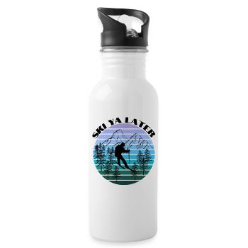 Ski Ya Later - Skiing Winter Sports - Trinkflasche mit integriertem Trinkhalm - Weiß - Rechts