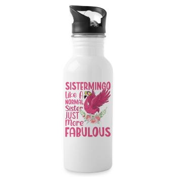 Sistermingo Like Normal Sister Flamingo - Water bottle with straw - white - Right