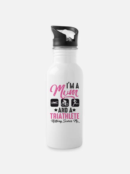 Je suis mère et triathlète - Gourde avec paille intégrée - blanc