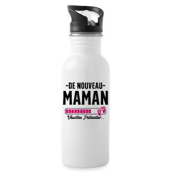 Femme Maman Cadeau Nouvelle Naissance Future - Gourde avec paille intégrée - blanc - Droite