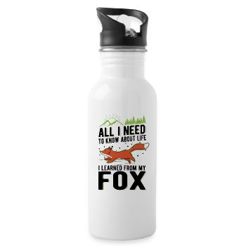 Fuchs Geschenk Rotfuchs - Trinkflasche mit integriertem Trinkhalm - Weiß - Rechts