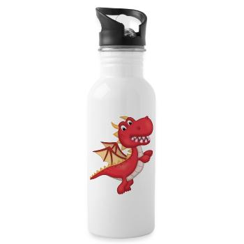 Cleverer kleiner roter Drache - Trinkflasche mit integriertem Trinkhalm - Weiß - Rechts