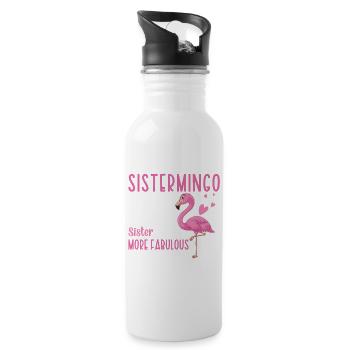 Sistermingo Like Normal Sister Flamingo - Water bottle with straw - white - Right