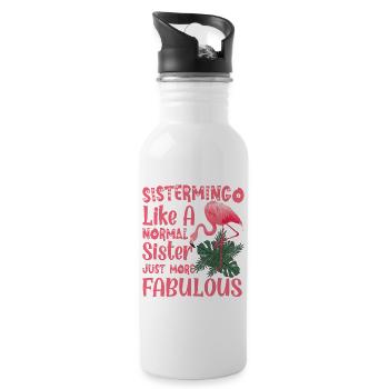 Sistermingo Like Normal Sister Flamingo - Water bottle with straw - white - Right
