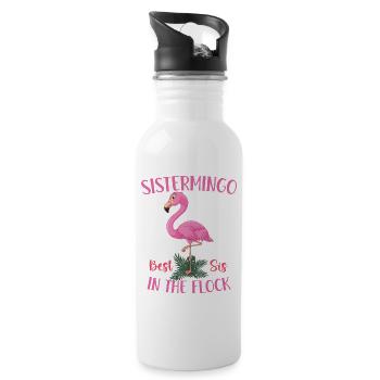 Best Sis In The Flock Sistermingo - Trinkflasche mit integriertem Trinkhalm - Weiß - Rechts
