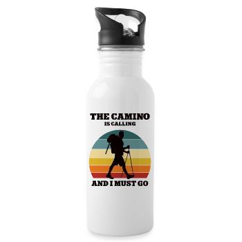 Pilgern Pilger Wandern Wanderer Camino Jakobsweg - Trinkflasche mit integriertem Trinkhalm - Weiß - Rechts