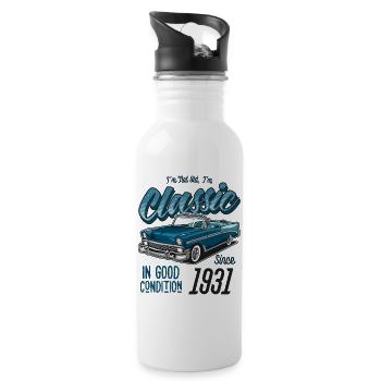I'm Not Old I'm Classic Car Vintage Born In 1931 - Water bottle with straw - white - Right