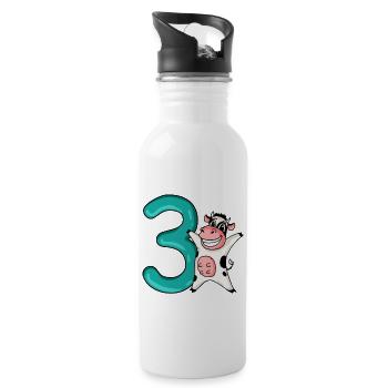 3ème anniversaire garçon - 3 ans - J’ai 3 ans - Gourde avec paille intégrée - blanc - Droite