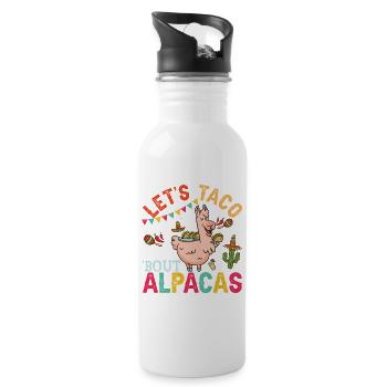 Let's Taco Bout Alpacas Funny Llamas - Water bottle with straw - white - Right