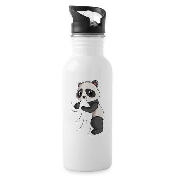 Panda Liebhaber Pandabär Mädchen - Trinkflasche mit integriertem Trinkhalm - Weiß - Rechts