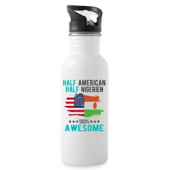 Halb Amerikaner Halb Nigrer - Trinkflasche mit integriertem Trinkhalm - Weiß - Rechts